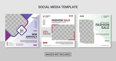 modello di set di post sui social media di moda vettore