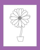 Pagina da colorare di fiori viola per bambini vettore