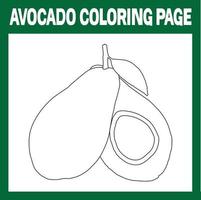 Pagina da colorare di avocado per bambini vettore