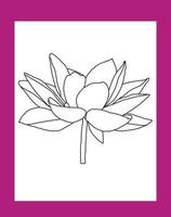 Pagina da colorare di fiori di loto per bambini vettore