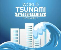 illustrazione vettoriale della giornata di sensibilizzazione sullo tsunami