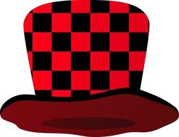 buffo cappello a scacchi in maschera rosso nero. oggetto isolato. illustrazione vettoriale. vettore