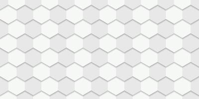 sfondo bianco esagono astratto per la presentazione. sfondo semplice futuristico in rilievo. banner esagonale bianco e grigio. Motivo geometrico a nido d'ape 3d. illustrazione vettoriale astratta moderna della carta da parati.