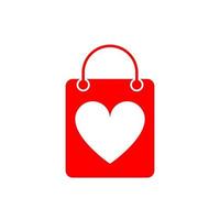 borsa della spesa con icona della linea del cuore vettore