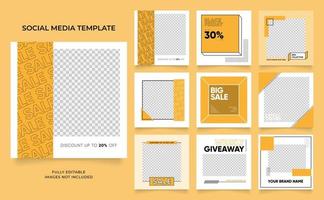 promozione di vendita di moda di blog di banner modello di social media. poster di vendita organica di puzzle con cornice quadrata completamente modificabile. sfondo di vettore di forma elemento giallo fresco