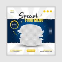 modello di banner post social media menu cibo speciale vettore