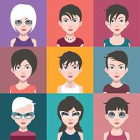 Set di avatar di persone con sfondi vettore