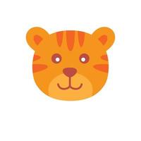 tigre o cucciolo o gatto grande sorriso faccia testa simpatico cartone animato logo icona illustrazione vettoriale