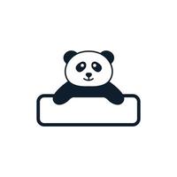 illustrazione simpatico cartone animato animale panda con bordo icona logo vettore