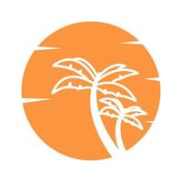 alberi di cocco con tramonto hipster logo simbolo icona illustrazione grafica vettoriale
