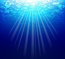 illustrazione di sfondo blu subacqueo con raggi di sole vettore