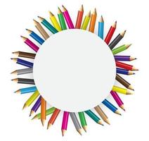collezioni di matite colorate in concetto circolare. illustrazione vettoriale