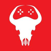 cranio con game pad logo design grafico vettoriale simbolo icona illustrazione del segno idea creativa