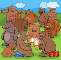 gruppo di personaggi animali degli orsi dei cartoni animati vettore
