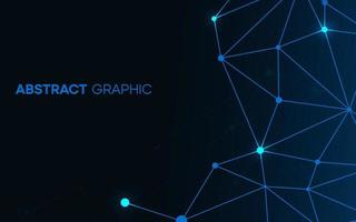 sfondo blu con punto luce. rete di linee del plesso per la grafica del sito web. modello digitale del DNA complesso vettore