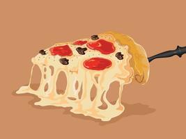 fetta di pizza con un sacco di illustrazione vettoriale di formaggio