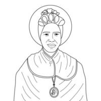 Saint josephine bakhita illustrazione vettoriale contorno monocromatico