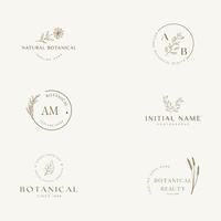 logo disegnato a mano di elemento floreale botanico con fiori selvatici e foglie. logo per spa e salone di bellezza, boutique, negozio biologico, matrimonio, designer floreale, interni, fotografia, cosmetici. vettore