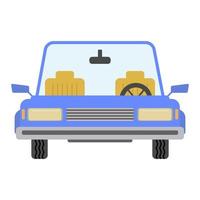 auto stile piatto auto blu davanti sedili auto gialli lo stile cartone animato illustrazione vettoriale