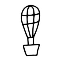 palloncino con un cestino per il volo disegnato nello stile di doodle.contorno disegno a mano.immagine in bianco e nero.monocromatico.viaggio e volo attraverso l'aria.illustrazione vettoriale