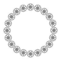 ghirlanda di fiori. la cornice del fiore è disegnata nello stile doodle.illustrazione in bianco e nero isolata su uno sfondo bianco.per fare inviti e cartoline.cerchio di elementi.illustrazione vettoriale