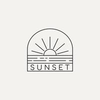design del logo in stile art linea tramonto. illustrazione vettoriale. vettore