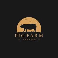 ispirazione per il design del logo dell'allevamento di maiali. modello di logo di maiale. illustrazione vettoriale