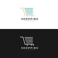 design del logo dello shopping. modello logo carrello. illustrazione vettoriale