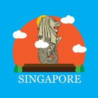 icona del punto di riferimento merlion di singapore vettore