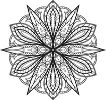 fiore di mandala in bianco e nero pro vettore