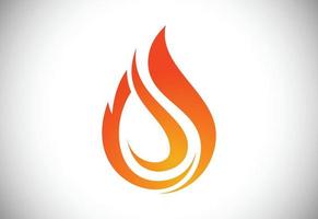 disegno del logo della fiamma. icona del fuoco, simbolo dell'industria petrolifera e del gas isolato su priorità bassa bianca vettore