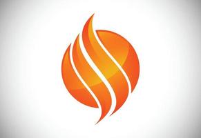 disegno del logo della fiamma. icona del fuoco, simbolo dell'industria petrolifera e del gas isolato su priorità bassa bianca vettore