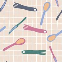 forchetta, coltello, cucchiaio stile semplice senza cuciture vettore
