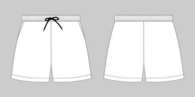 modello di progettazione di pantaloni di pantaloncini sportivi di schizzo tecnico. vettore