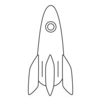 icona del razzo di contorno. simbolo della navicella spaziale. pulsante astronave. vettore