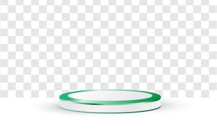 3d disegno vettoriale podio su sfondo bianco trasparente. forma geometrica del cerchio di struttura del podio verde. per vetrine di prodotti e mockup pubblicitari. modelli moderni
