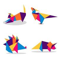 impostare animali origami. vettore di origami animale. disegno di marchio di animali astratti. origami animali. illustrazione vettoriale