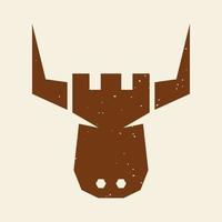 corno di toro con castello logo vintage simbolo icona grafica vettoriale illustrazione idea creativa
