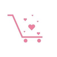 carrello di linea shopping con amore logo simbolo icona grafica vettoriale illustrazione