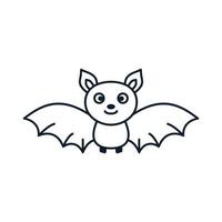 pipistrello notturno sorriso felice linea icona logo illustrazione vettoriale