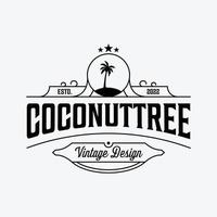 disegno dell'illustrazione di simbolo di logo di vettore dell'annata dell'albero di cocco