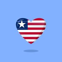 illustrazione di amore a forma di bandiera della liberia vettore