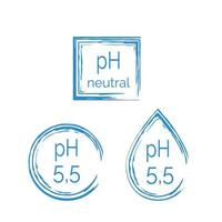 set di icone blu ph 5,5. simbolo strutturato dermatologia isolato su sfondo bianco. illustrazione vettoriale di linea