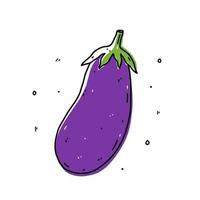 vegetale di melanzane isolato su sfondo bianco. cibo sano biologico. illustrazione disegnata a mano di vettore in stile doodle. perfetto per carte, logo, decorazioni, ricette, disegni vari.