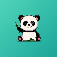 simpatico panda con bambù, illustrazione vettoriale eps.10