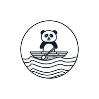 illustrazione simpatico cartone animato animale panda con barca logo icona vettore