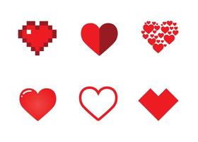 set gratuito e modificabile dell'icona del cuore dell'amore in pixel di stile diverso, design piatto, 3d, line art, forma vettore