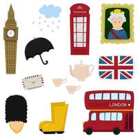 simboli tradizionali di Londra. elementi di design di Londra, illustrazione vettoriale