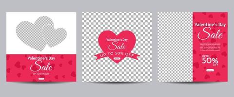 modello di post sui social media di san valentino per banner, poster, biglietti di auguri, sconti promozionali, ecc vettore