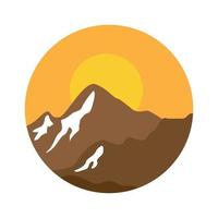 collina di pietra con il logo del tramonto disegno vettoriale simbolo grafico icona illustrazione idea creativa